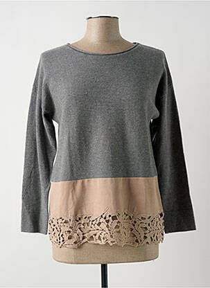 Pull coupe droite manches longues gris DEVERNOIS femme