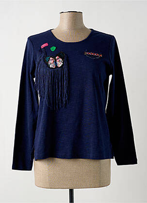 Pull stretch manches longues bleu POUPEE CHIC femme