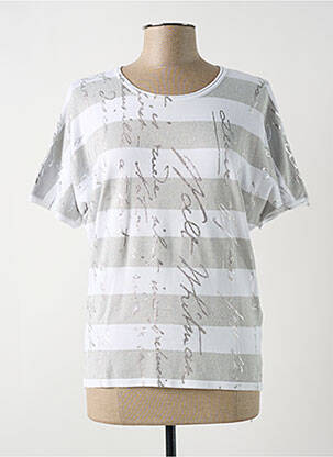 Pull coupe cintrée manches courtes argent PASSIONI femme