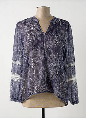 Blouse légère et transparente manches longues bleu EVA KAYAN femme