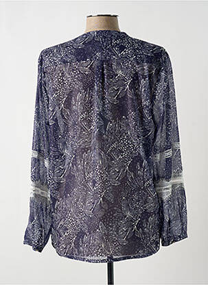 Blouse légère et transparente manches longues bleu EVA KAYAN femme