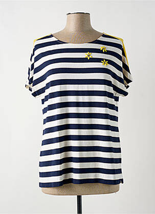 T-shirt stretch manches courtes bleu PAUPORTÉ femme