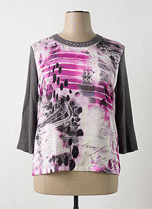 Pull coupe cintrée manches 3/4 gris LUCIA femme