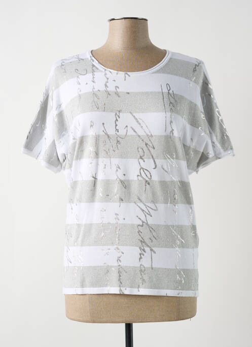 Pull coupe cintrée manches courtes argent PASSIONI femme