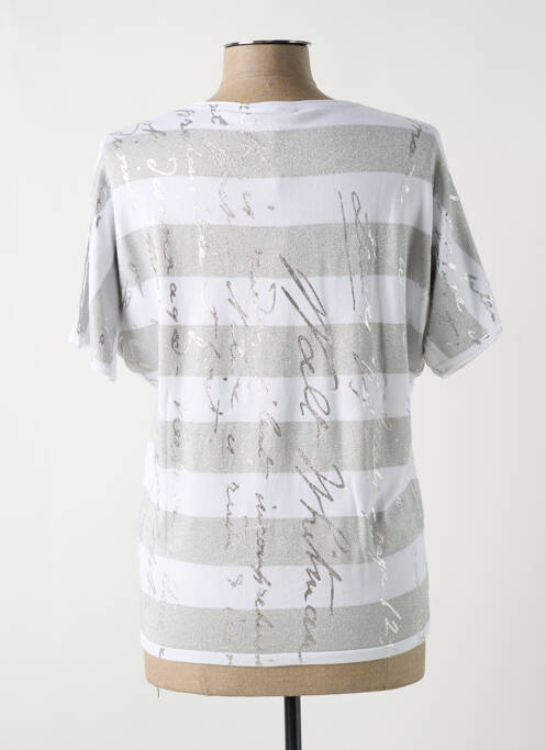 Pull coupe cintrée manches courtes argent PASSIONI femme