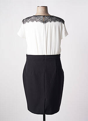 Robe mi-longue tissage crêpe manches courtes noir COMMA, femme