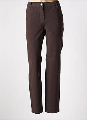 Pantalon slim tissage popeline taille normale marron BASLER femme