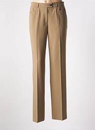 Pantalon droit tissage crêpe taille haute marron BASLER femme
