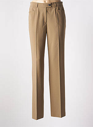 Pantalon droit tissage crêpe taille haute marron BASLER femme
