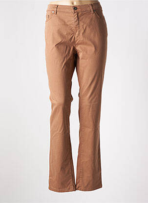 Pantalon slim tissage popeline taille normale marron BRUNO SAINT HILAIRE femme