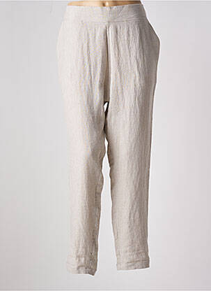 Pantalon droit stretch taille haute beige NUOVO BORGO femme