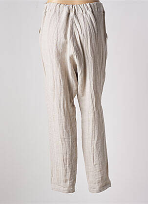 Pantalon droit stretch taille haute beige NUOVO BORGO femme