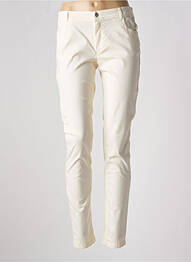 Pantalon slim tissage popeline taille normale beige AKELA KEY femme