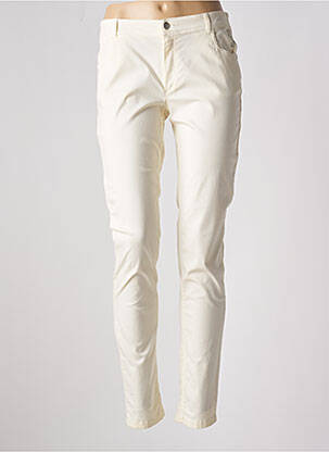 Pantalon slim tissage popeline taille normale beige AKELA KEY femme