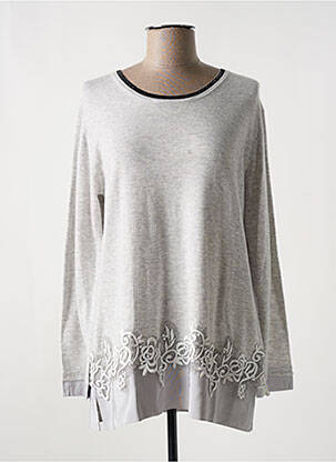 Pull tissage chiné manches longues gris LESLIE femme