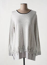Pull tissage chiné manches longues gris LESLIE femme