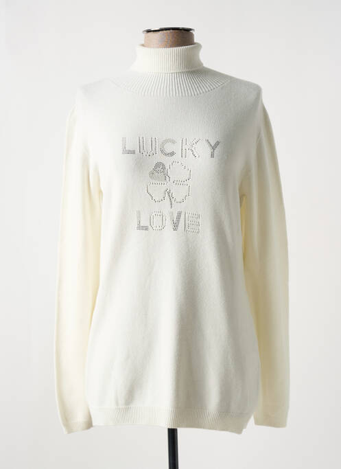 Pull col roulé blanc FUEGO WOMAN pour femme