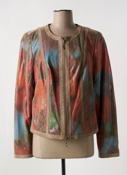 Veste en cuir beige AKHESA pour femme