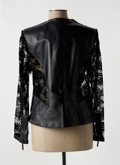 Veste en cuir noir AKHESA pour femme