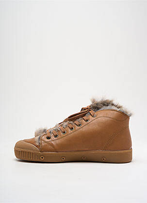 Baskets matière lisse talon plat jusqu'à 3cm marron SPRING COURT femme