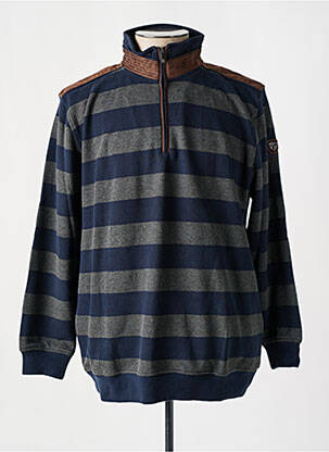 Sweat-shirt stretch manches longues bleu KITARO homme