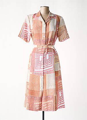 Robe mi-longue coupe fluide manches courtes orange GEVANA femme