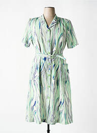 Robe mi-longue imprimé fantaisie manches courtes vert GEVANA femme