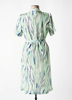 Robe mi-longue imprimé fantaisie manches courtes vert GEVANA femme