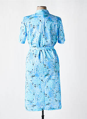 Robe mi-longue imprimé fantaisie manches courtes bleu GEVANA femme