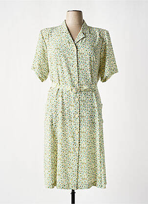 Robe mi-longue imprimé fantaisie manches courtes vert GEVANA femme