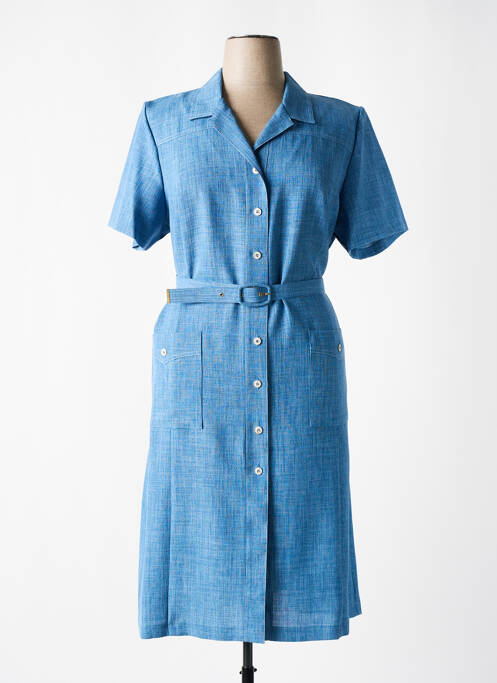 Robe mi-longue manches courtes manches courtes bleu GEVANA femme