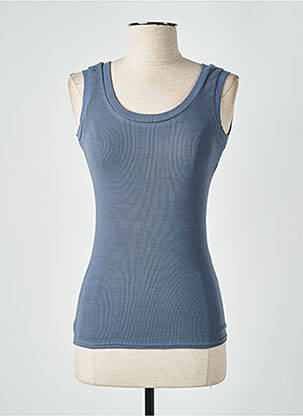 Débardeur tissage côtelé sans manche bleu TEENFLO femme