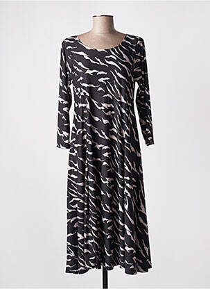 Robe mi-longue manches longues manches longues noir OLIVER JUNG femme