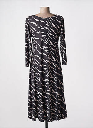 Robe mi-longue manches longues manches longues noir OLIVER JUNG femme