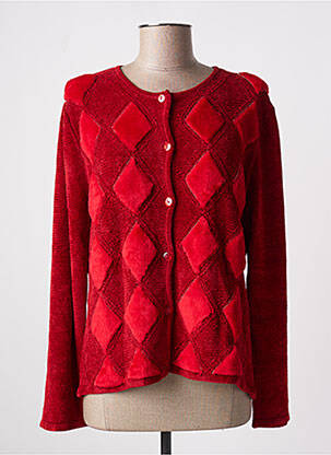 Gilet manches longues col rond rouge FINETTE femme