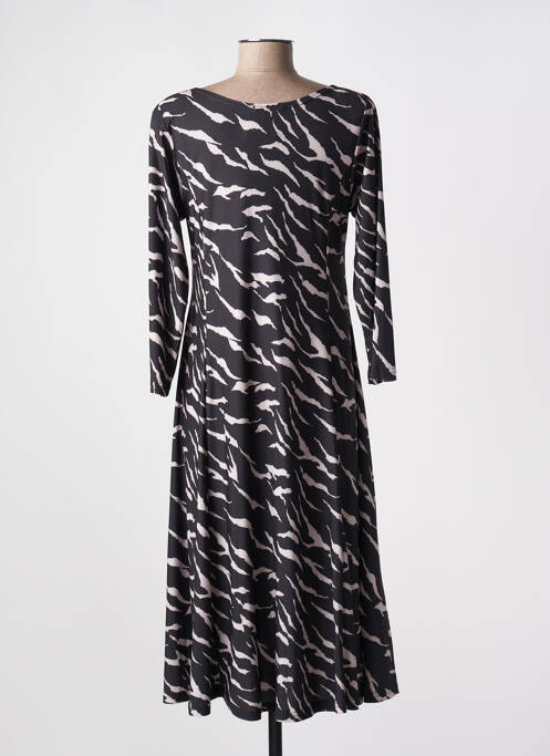 Robe mi-longue manches longues manches longues noir OLIVER JUNG femme