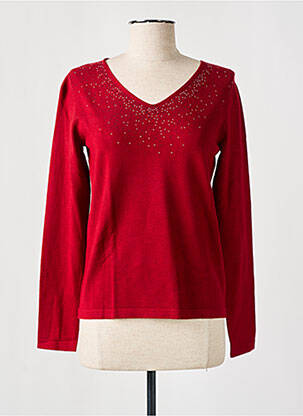 Pull coupe droite manches longues rouge TRIPODE femme