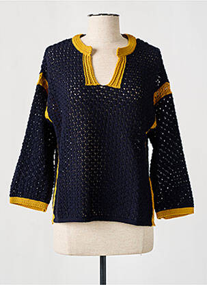 Pull coupe droite manches longues bleu BARILOCHE femme