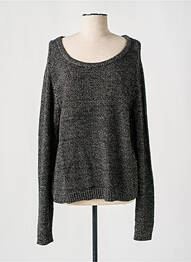 Pull maille souple et aérée manches longues noir SURKANA femme