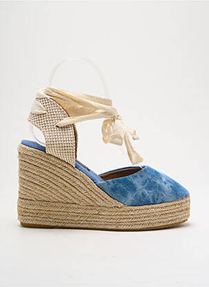 Espadrilles fermeture lacets talon de 7 à 9cm bleu COLORS OF CALIFORNIA femme