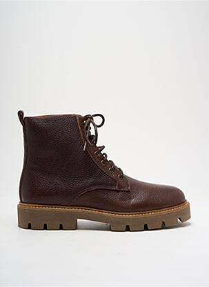 Bottines/boots tissage satiné talon bas marron M.MOUSTACHE homme