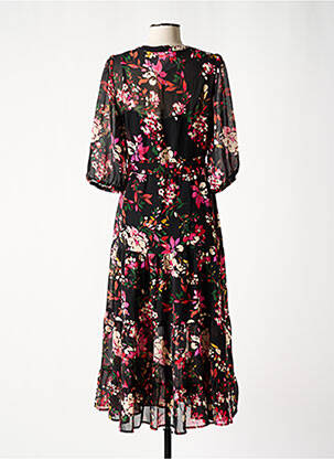 Robe longue imprimé fleurs manches 3/4 noir GRACE & MILA femme