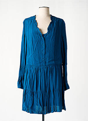 Robe courte coupe évasée manches longues bleu ARTLOVE femme