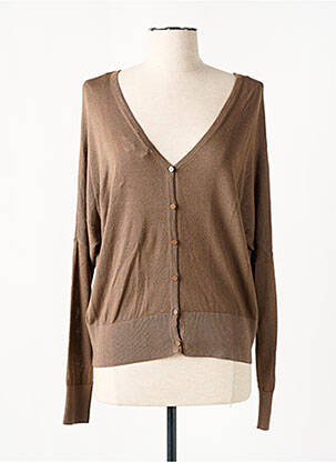 Gilet manches longues resserrée sur le bas marron GRACE & MILA femme