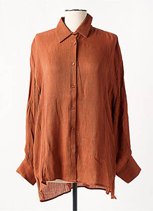 Chemisier tissage crêpe manches longues marron GRACE & MILA femme