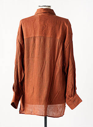 Chemisier tissage crêpe manches longues marron GRACE & MILA femme