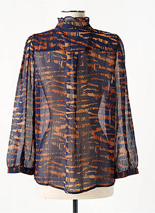 Chemisier tissage crêpe manches longues bleu ARTLOVE femme