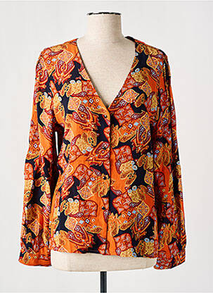 Chemisier tissage crêpe manches longues orange ARTLOVE femme