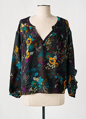 Blouse imprimé fleurs manches longues noir ORFEO femme