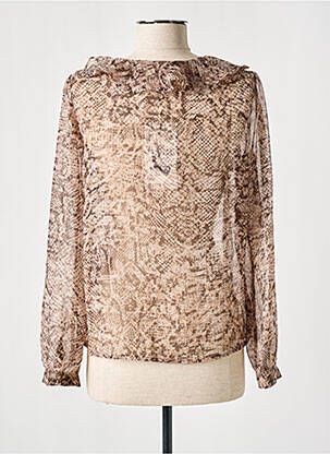 Blouse légère et transparente manches longues marron GRACE & MILA femme